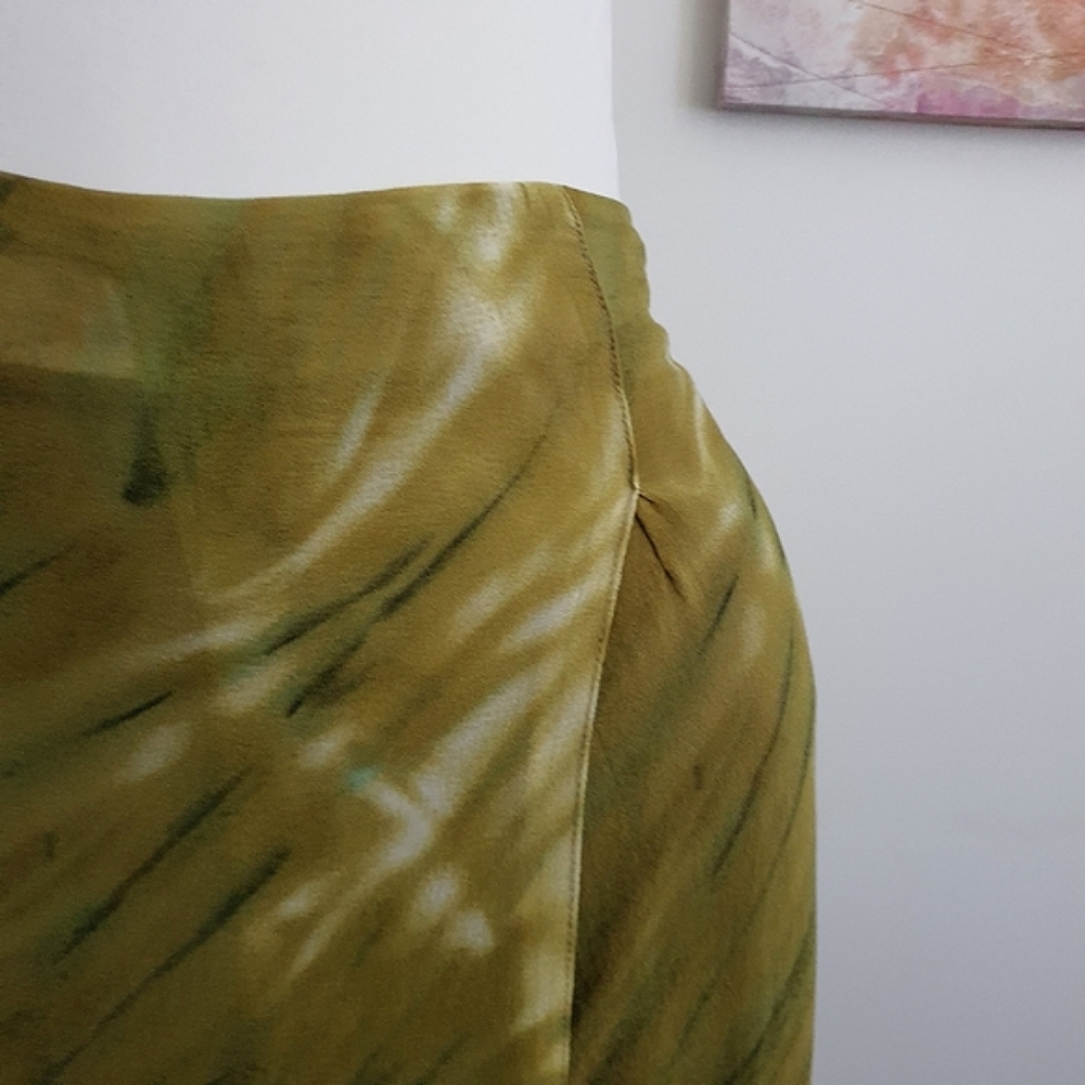 Taking Shape Silk Green Brown Print Midi Skirt Size 20 - Picture 2 of 9